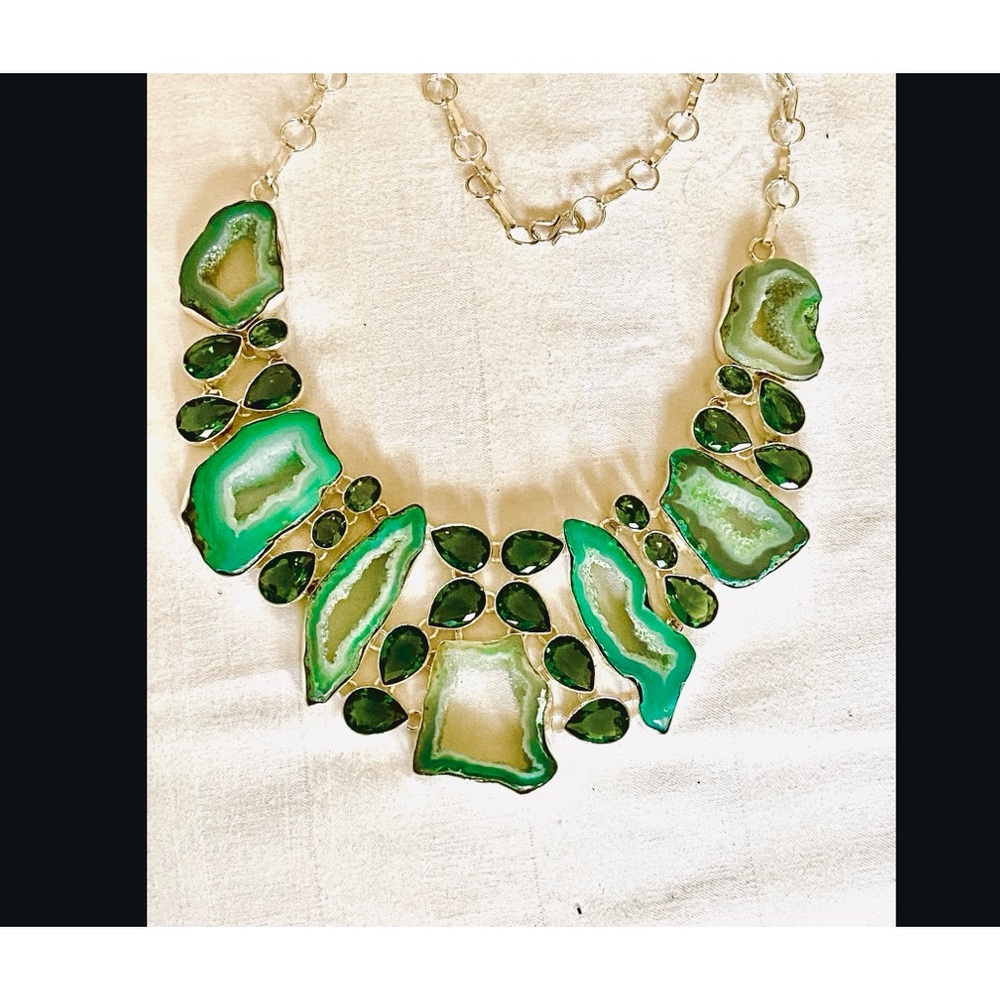 💥Statment Agate Peridot Necklace💥 - Picture 4 of 8